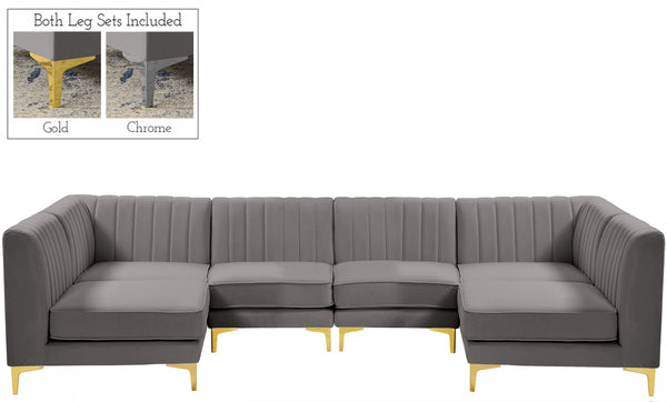 Meridian Furniture - Alina - Modular Sectional 6 Piece - Grey - Fabric - 5th Avenue Furniture