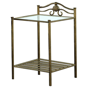 CoasterEssence - Sydney - 2-Shlef Nightstand - Antique Brushed Gold - 5th Avenue Furniture