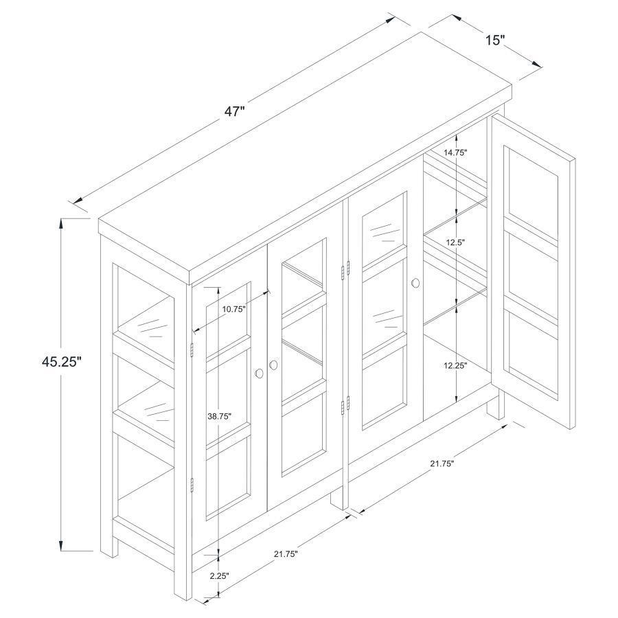 CoasterEssence - Sable - 4-Door Display Accent Cabinet - White - 5th Avenue Furniture