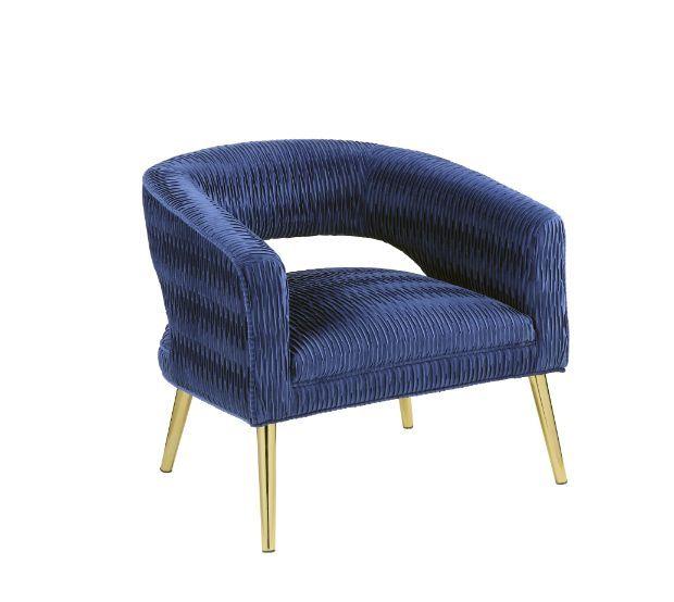 ACME - Aistil - Accent Chair - Blue Velvet & Gold Finish - 5th Avenue Furniture