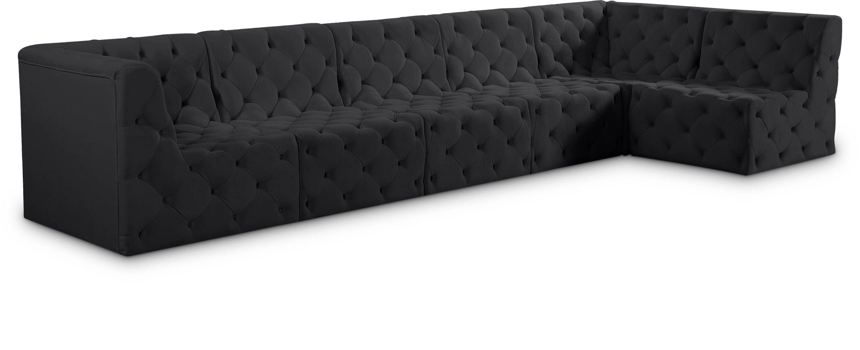 Meridian Furniture - Tuft - Modular Sectional 6 Piece - Black - 5th Avenue Furniture