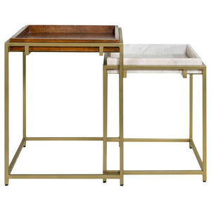 Coaster Fine Furniture - Bolden - 2 Piece Square Nesting Table With Recessed Top - Gold - 5th Avenue Furniture