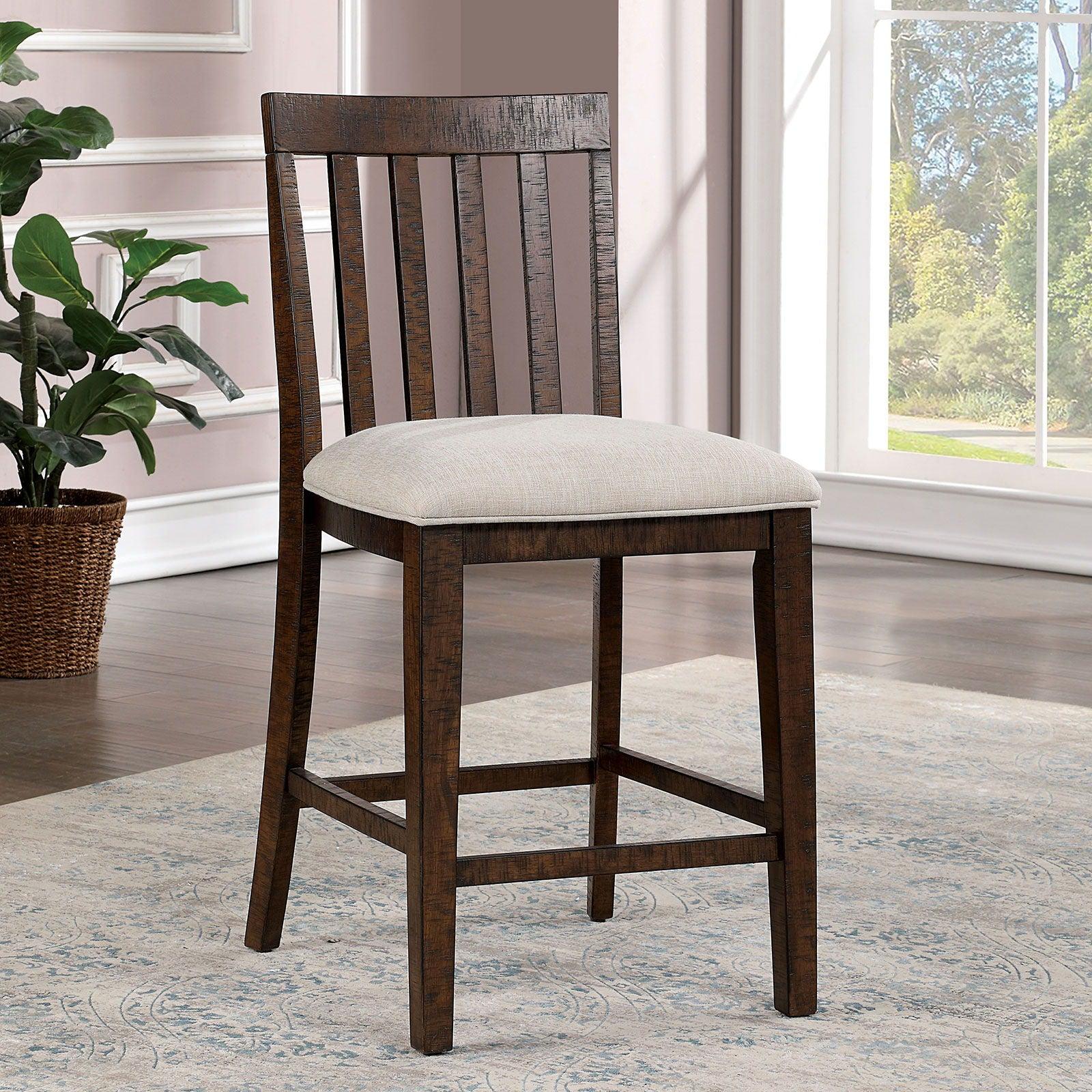 Furniture of America - Fredonia - Counter Height Chair (Set of 2) - Rustic Oak / Beige - 5th Avenue Furniture