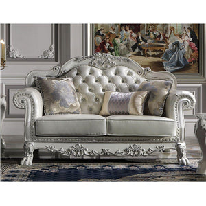 ACME - Dresden Loveseat - PU & Bone White Finish - 5th Avenue Furniture