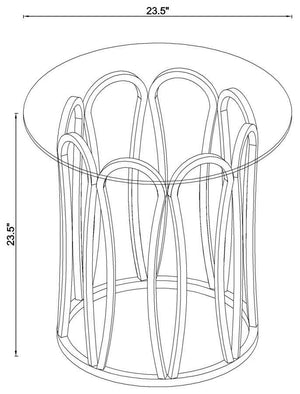 CoasterEssence - Monett - Round End Table - Chocolate Chrome And Clear - 5th Avenue Furniture