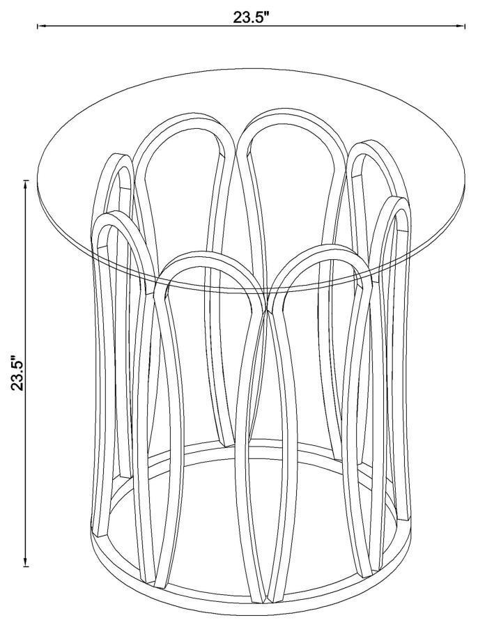 CoasterEssence - Monett - Round End Table - Chocolate Chrome And Clear - 5th Avenue Furniture