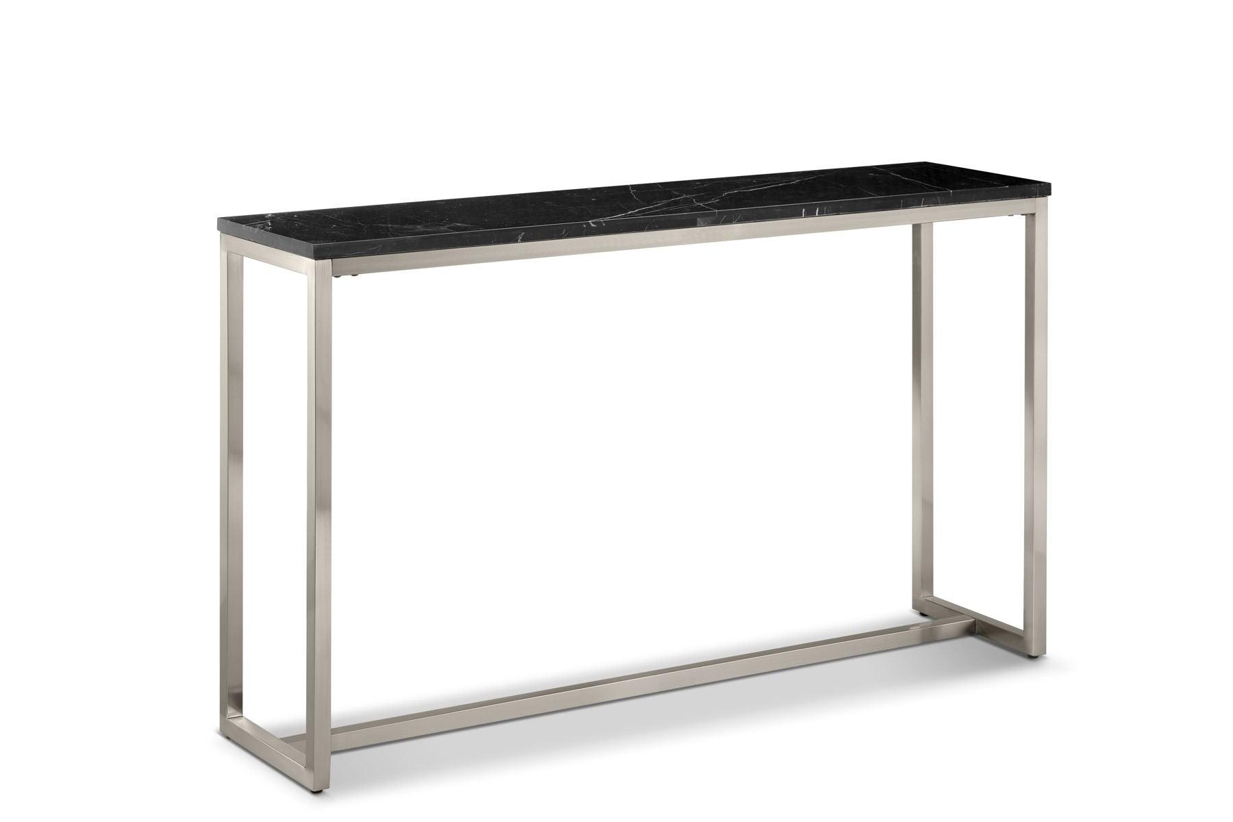 Magnussen Furniture - Kira - Rectangular Sofa Table - Black Marble And Brushed Nickel - 5th Avenue Furniture