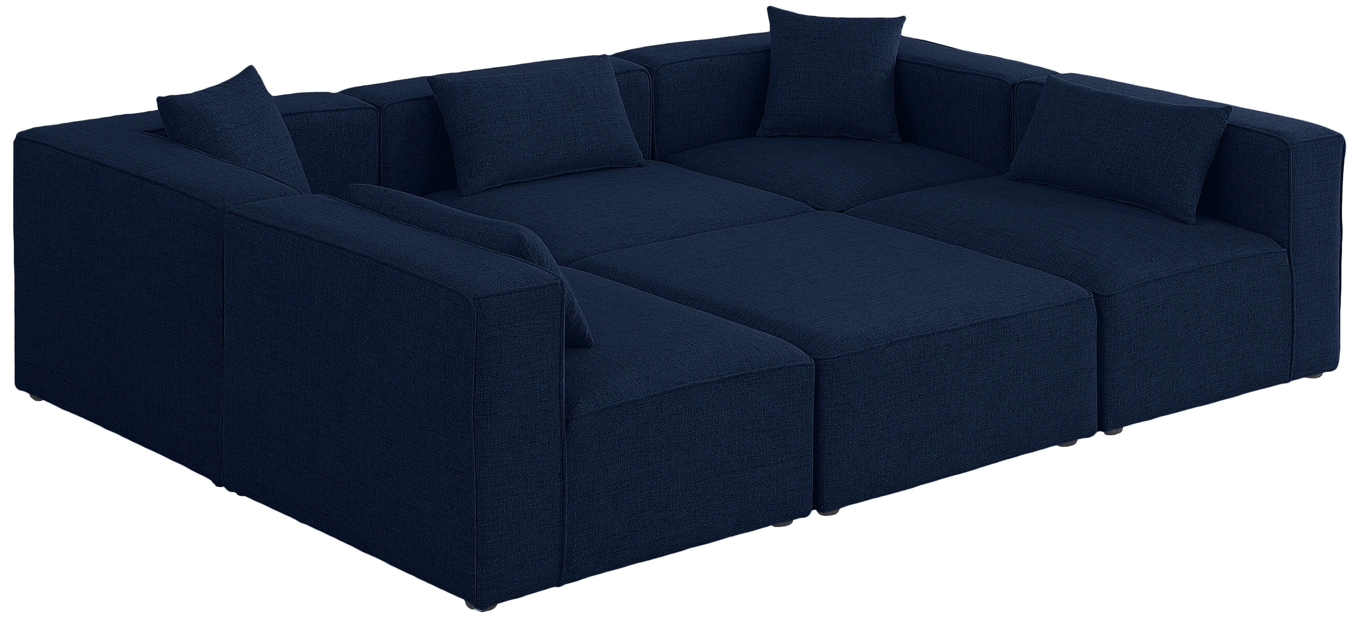 Meridian Furniture - Cube - Modular Sectional 6 Piece - Navy - Fabric - 5th Avenue Furniture