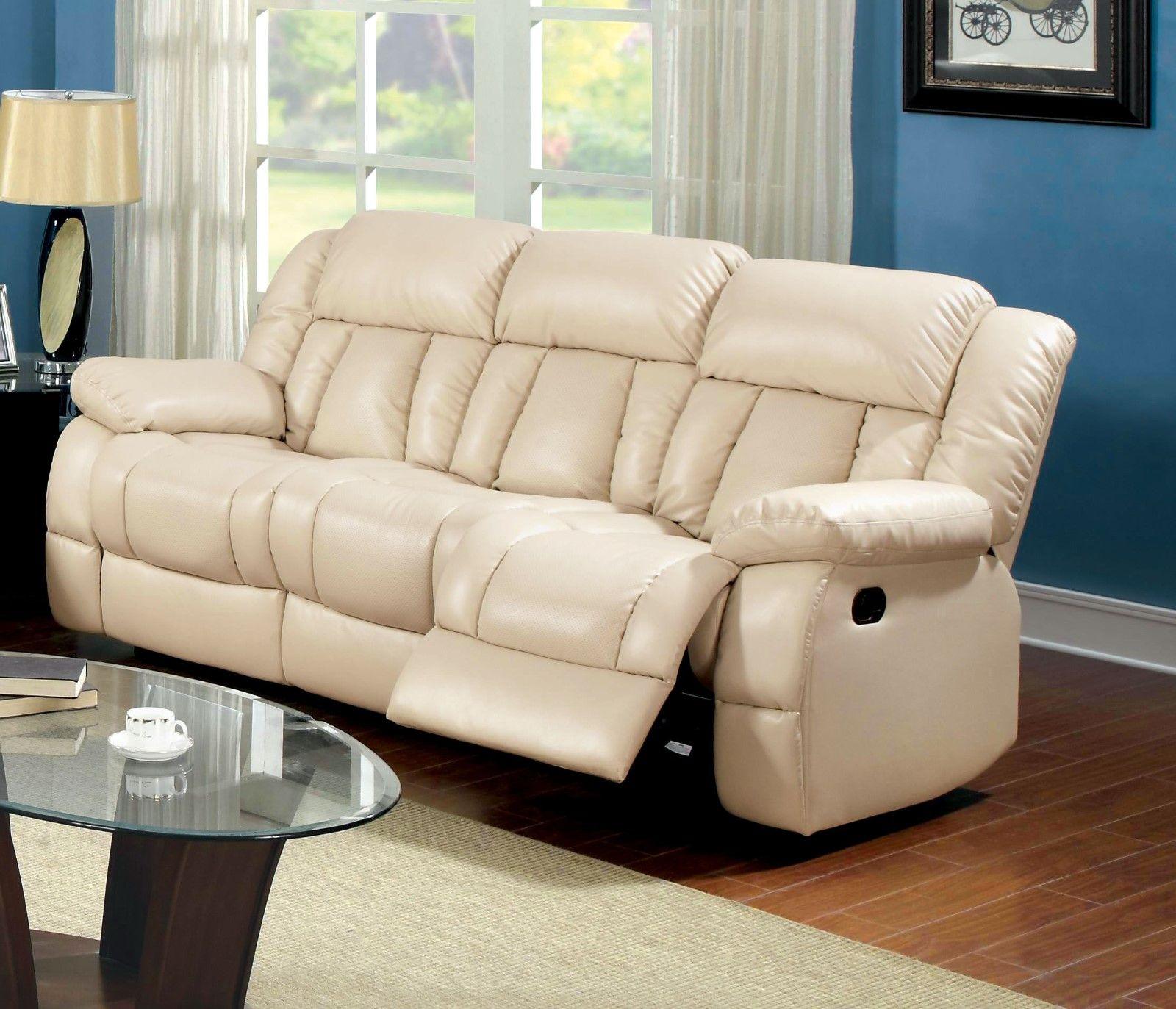 Furniture of America - Barbado - Sofa With 2 Recliners - Ivory - 5th Avenue Furniture