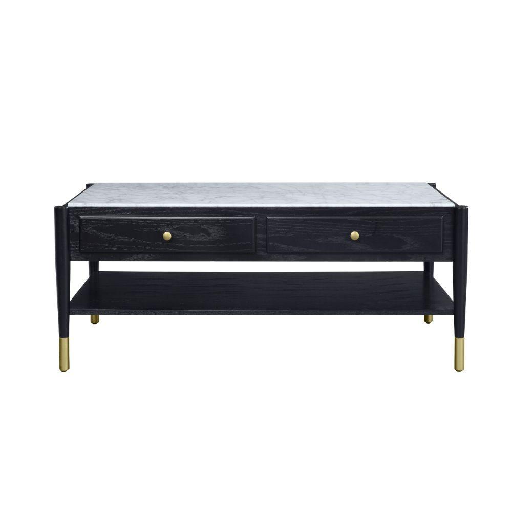 ACME - Atalia - Coffee Table - Marble & Black - 5th Avenue Furniture