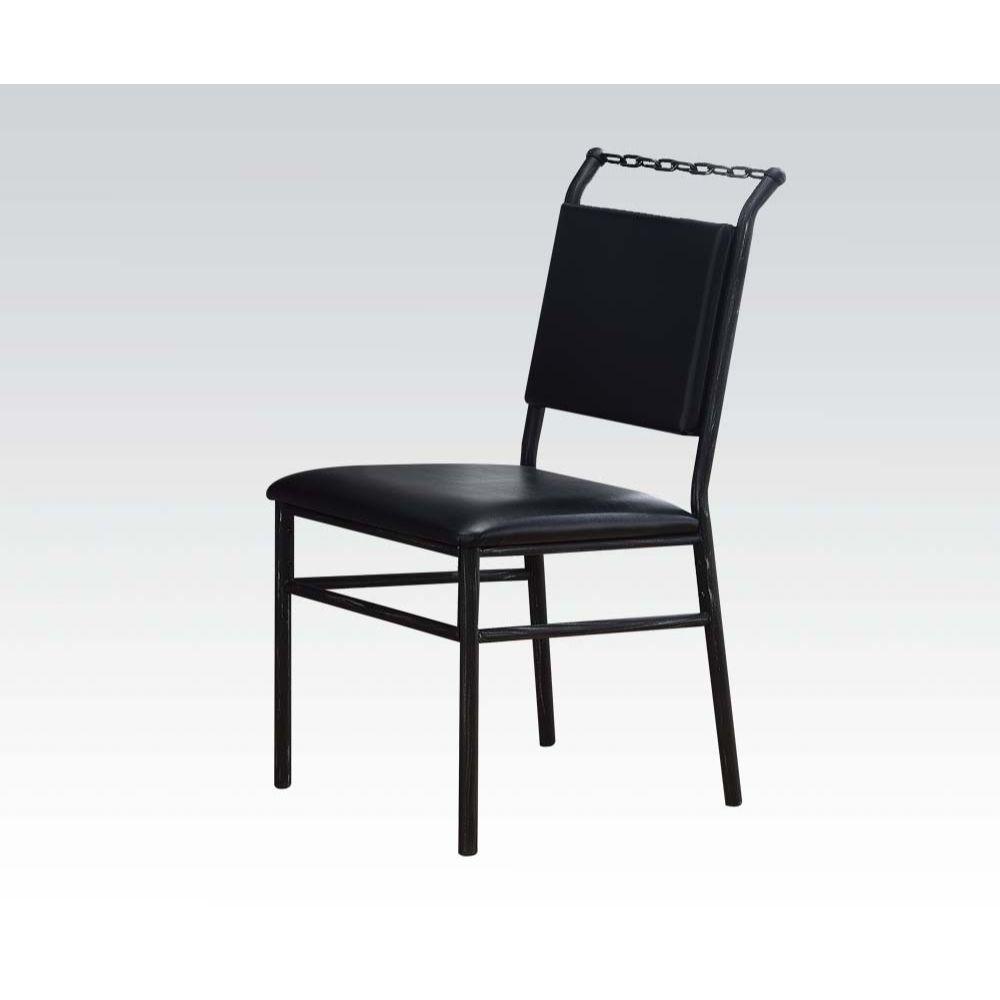 ACME - Jodie - Chair - Black PU & Antique Black - 5th Avenue Furniture