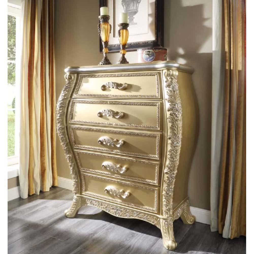 ACME - Cabriole - Chest - Gold Finish - 5th Avenue Furniture