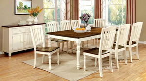 Furniture of America - Harrisburg - Dining Table With Butterfly Leaf - Vintage White / Dark Oak - 5th Avenue Furniture