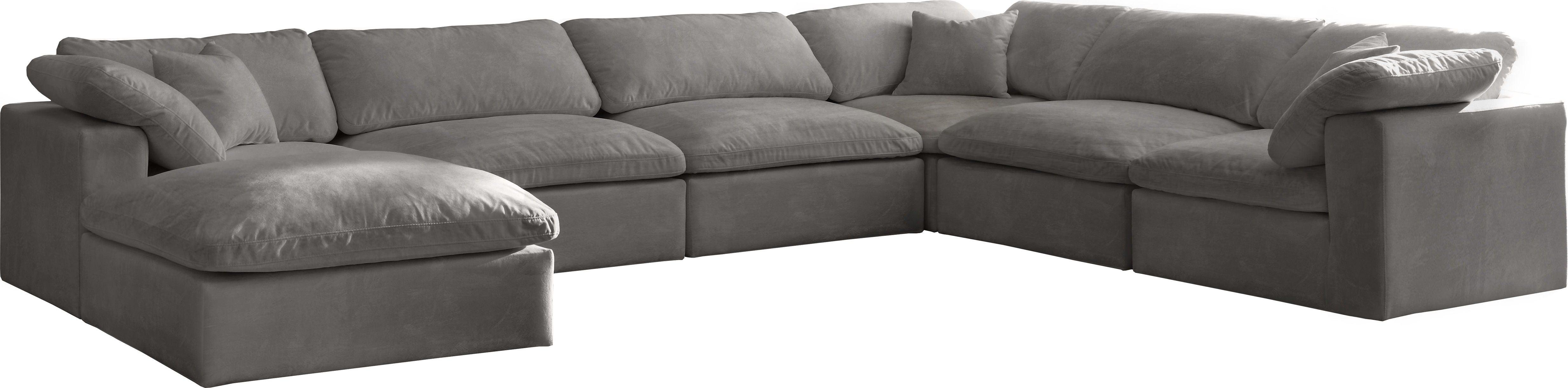 Meridian Furniture - Cozy - Modular Sectional Cloud 7 Piece - Grey - 5th Avenue Furniture