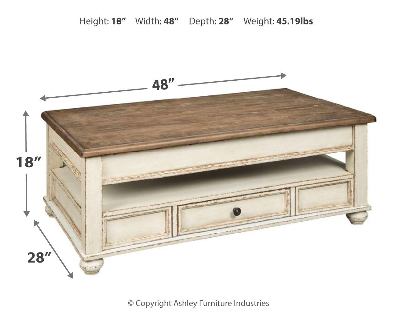 Ashley Furniture - Realyn - White / Brown - Lift Top Cocktail Table - 5th Avenue Furniture