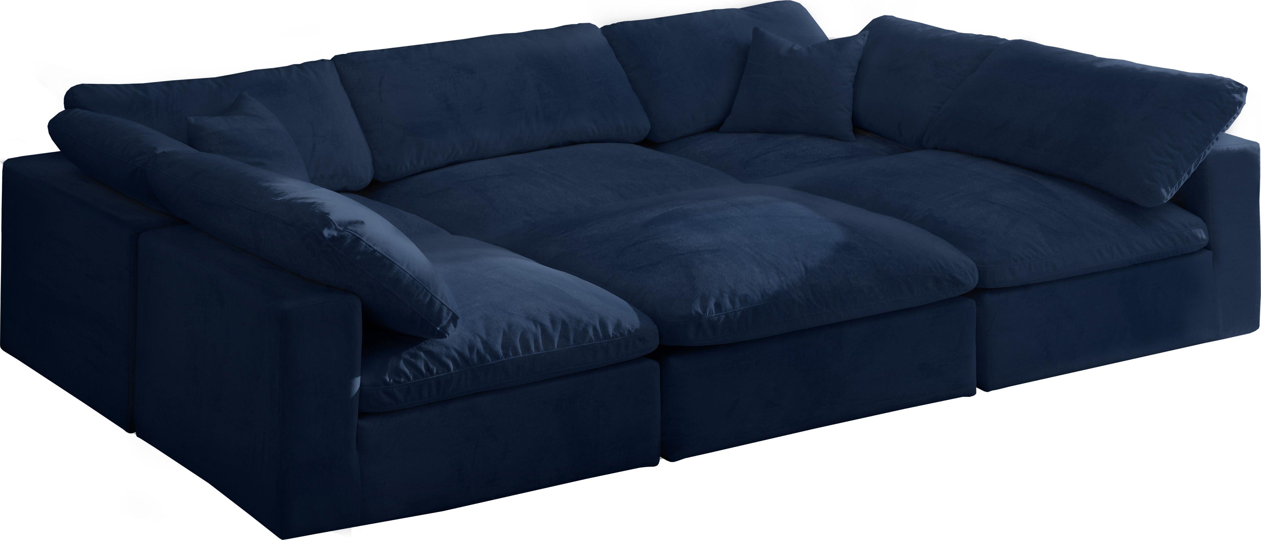 Meridian Furniture - Cozy - Modular Sectional 6 Piece Cloud - Navy - 5th Avenue Furniture