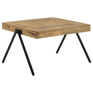 CoasterEssence - Avery - Rectangular Coffee Table With Metal Legs - Natural And Black - 5th Avenue Furniture