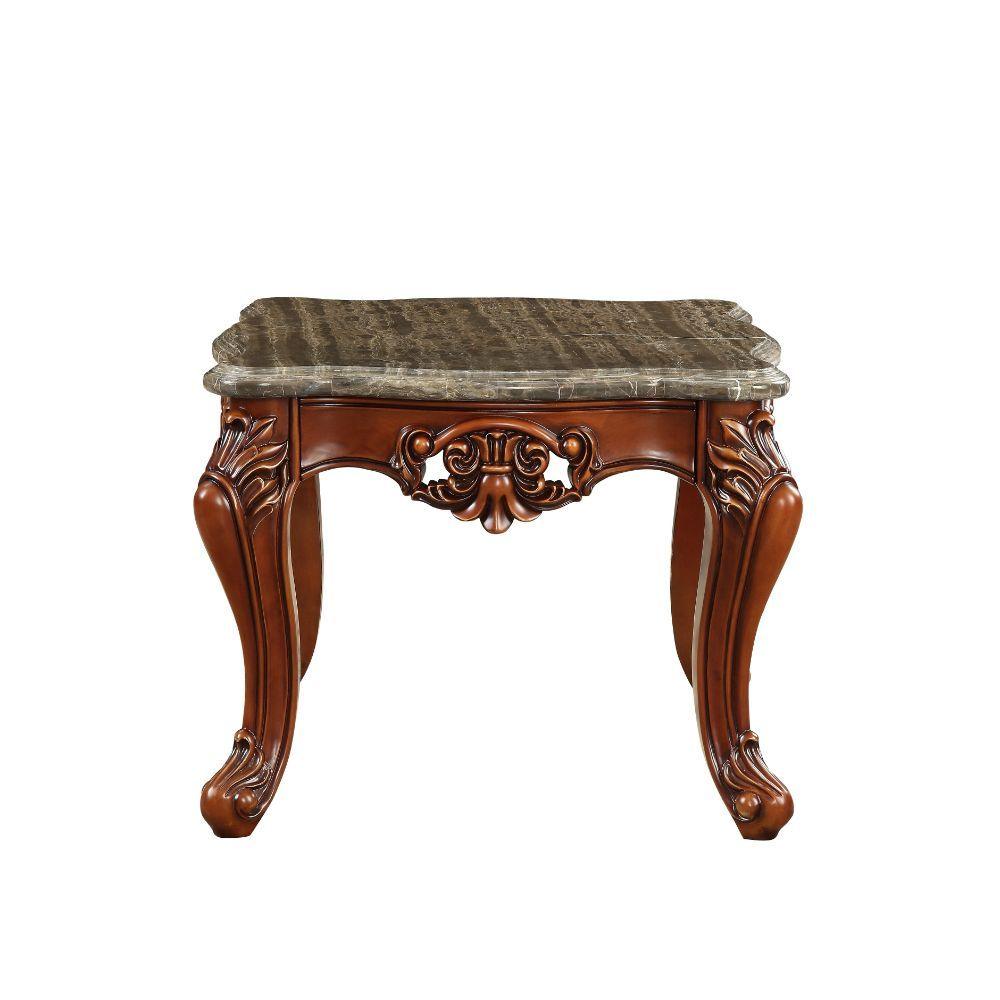 ACME - Eustoma - End Table - Marble & Walnut - 5th Avenue Furniture