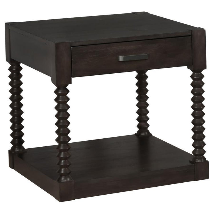 CoasterEssence - Meredith - 1-Drawer End Table - Coffee Bean - 5th Avenue Furniture