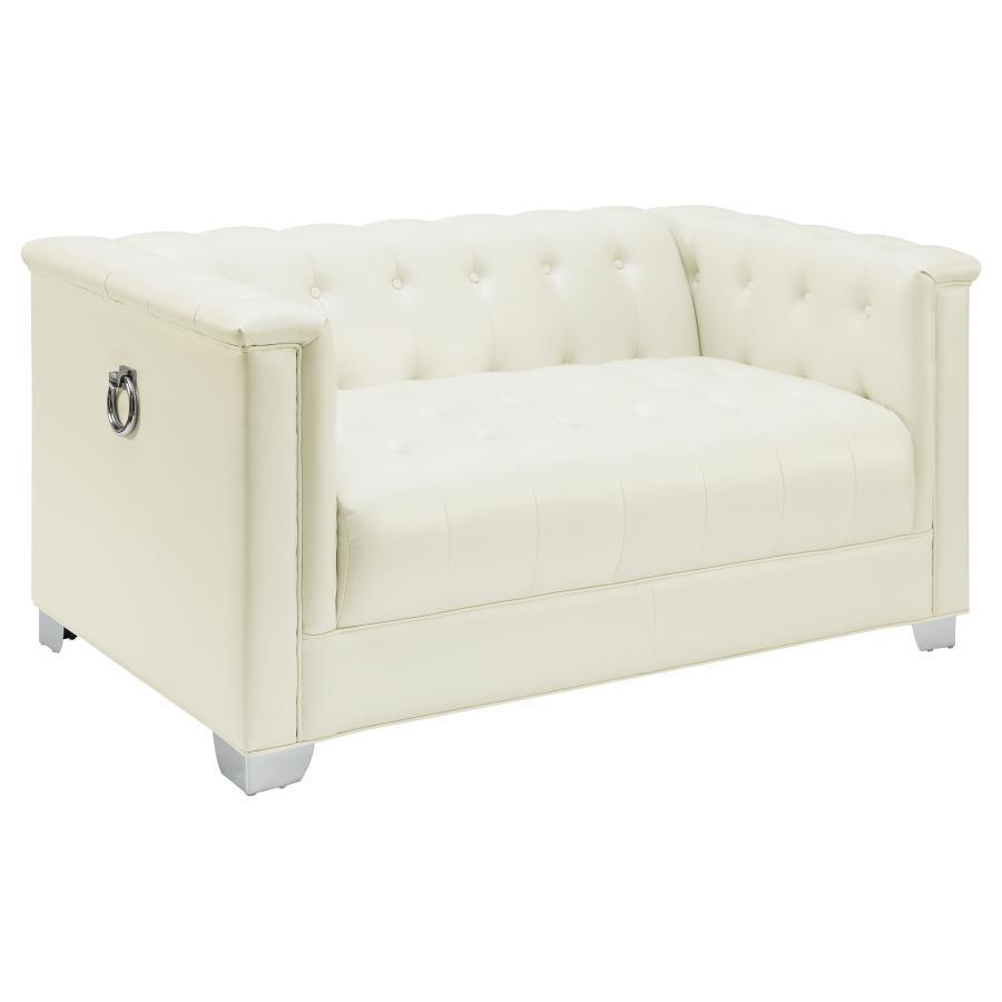 CoasterElevations - Chaviano - Tufted Upholstered Loveseat - Pearl White - 5th Avenue Furniture