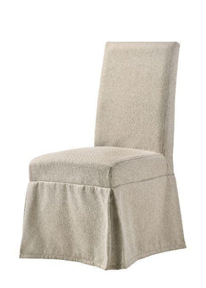ACME - Faustine - Side Chair (Set of 2) - Tan Fabric & Salvaged Light Oak Finish - 40" - 5th Avenue Furniture