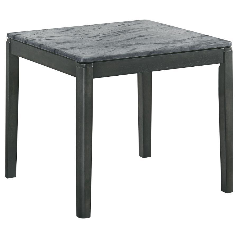 CoasterEssence - Mozzi - Square End Table Faux Marble - Gray And Black - 5th Avenue Furniture