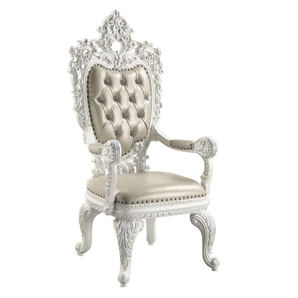 ACME - Vanaheim - Dining Chair (Set of 2) - Beige PU & Antique White Finish - 5th Avenue Furniture