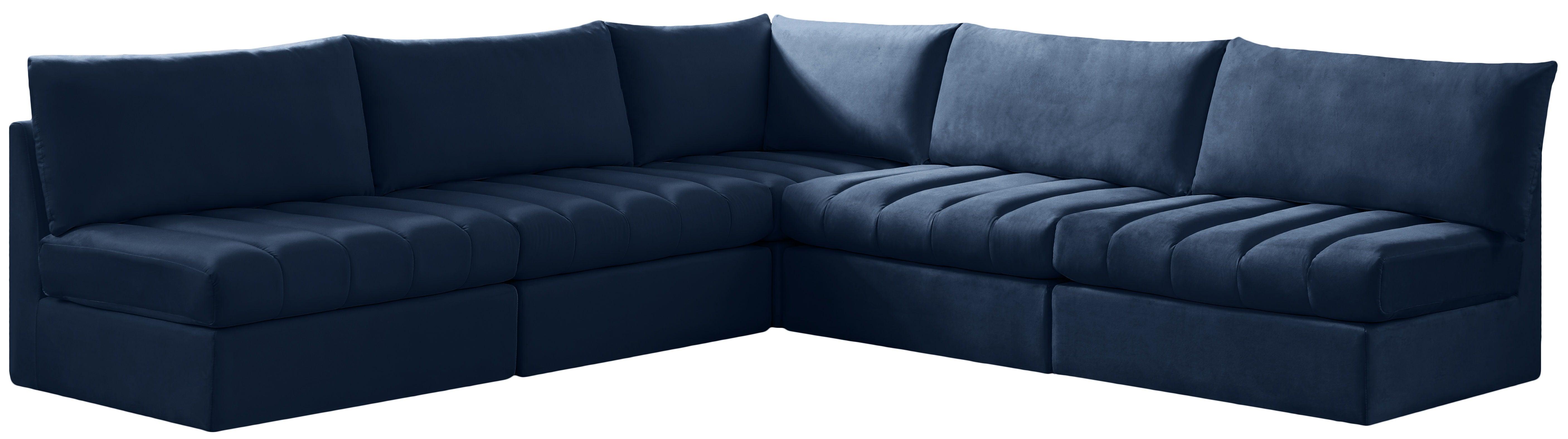 Meridian Furniture - Jacob - Modular Sectional 5 Piece - Navy - Fabric - Modern & Contemporary - 5th Avenue Furniture