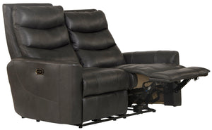 Catnapper - Bosa - Power Reclining Loveseat - Charcoal - Leather - 5th Avenue Furniture