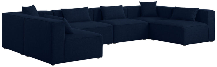 Meridian Furniture - Cube - Modular Sectional 6 Piece - Navy - 5th Avenue Furniture