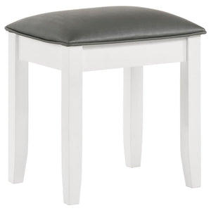 CoasterElevations - Barzini - Upholstered Vanity Stool - Metallic And White - 5th Avenue Furniture