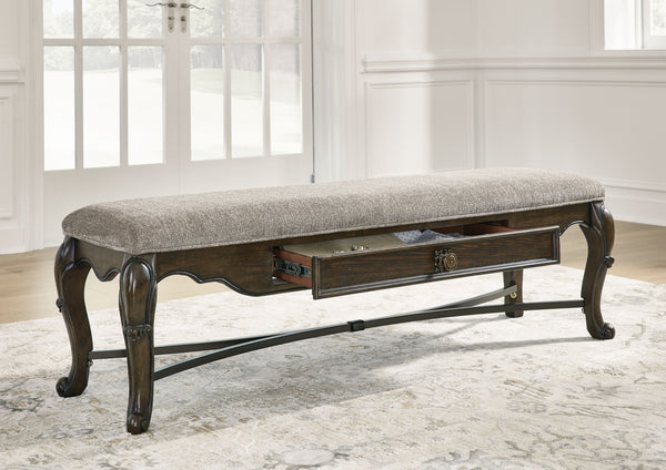 Maylee - Dark Brown - Upholstered Storage Bench - 5th Avenue Furniture