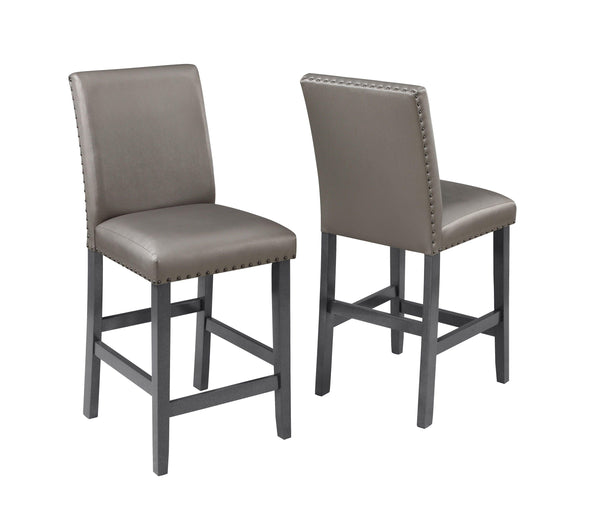 Crown Mark - Bankston - Counter Height Chair With Nailhead (Set of 2) - Gray - 5th Avenue Furniture