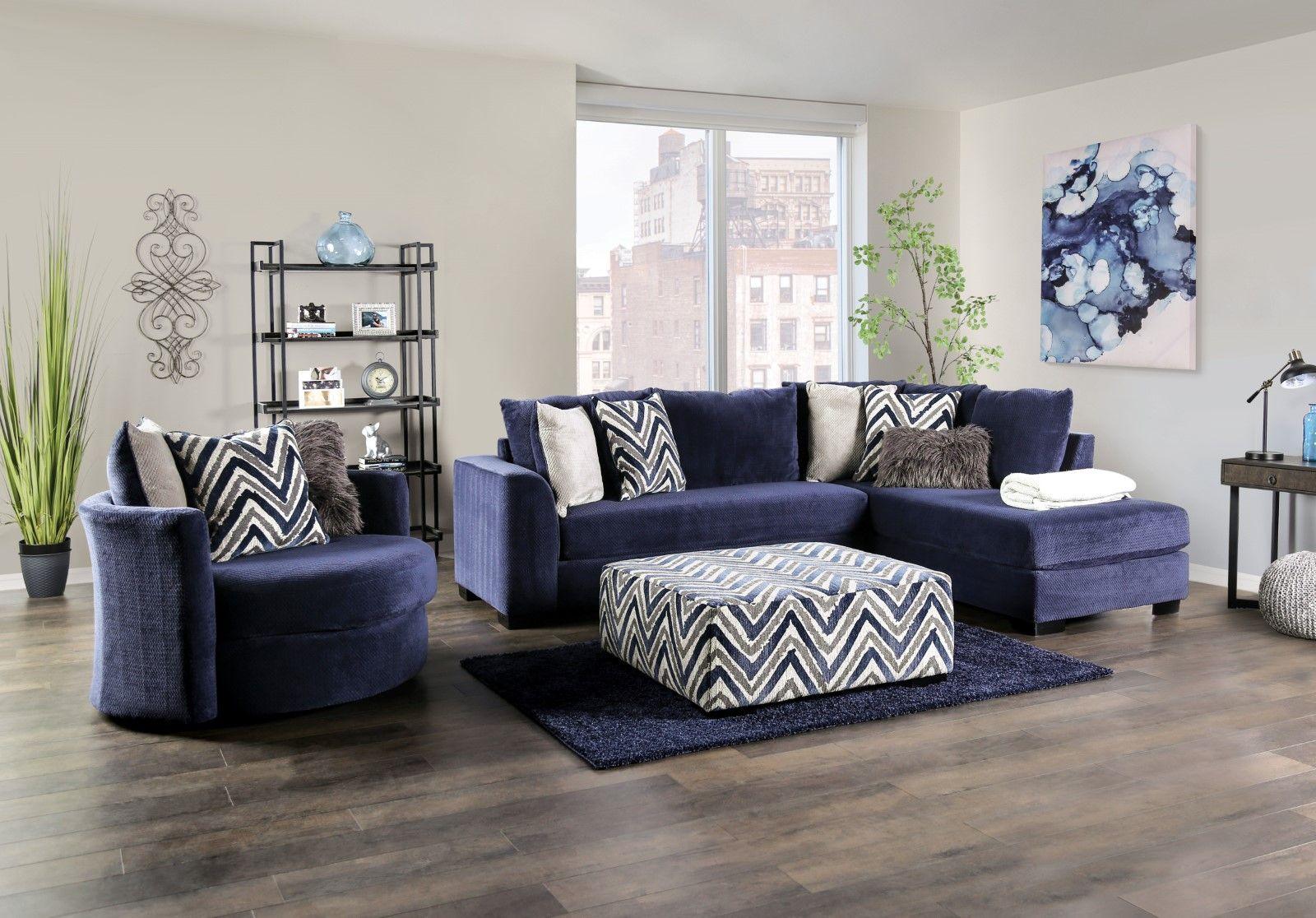 Furniture of America - Griswold - Sectional - Navy - 5th Avenue Furniture