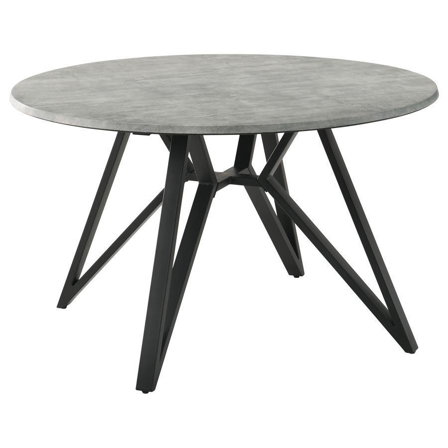 CoasterEveryday - Neil - Round Wood Top Dining Table - Concrete And Black - 5th Avenue Furniture