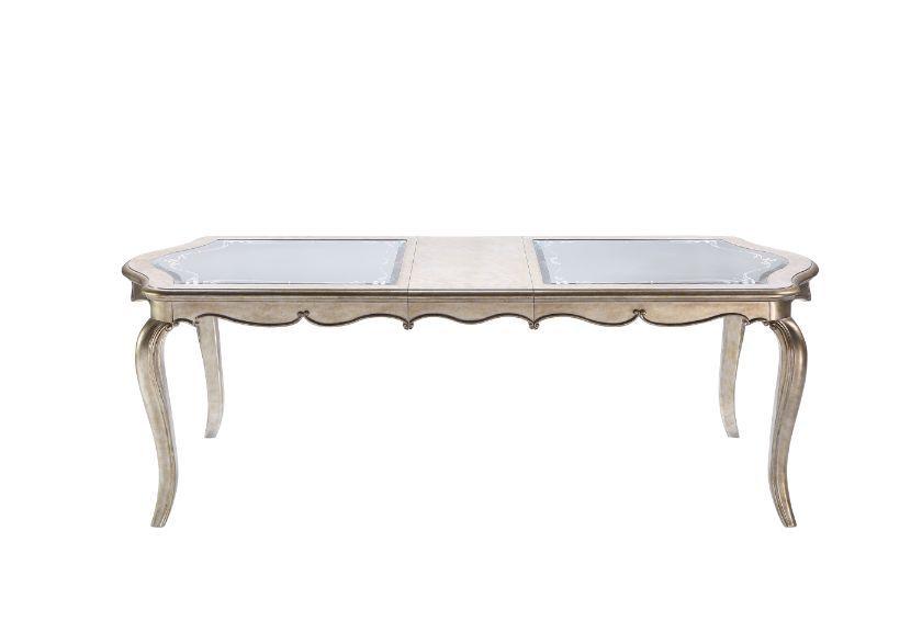 ACME - Esteban - Dining Table - Antique Champagne Finish - 5th Avenue Furniture