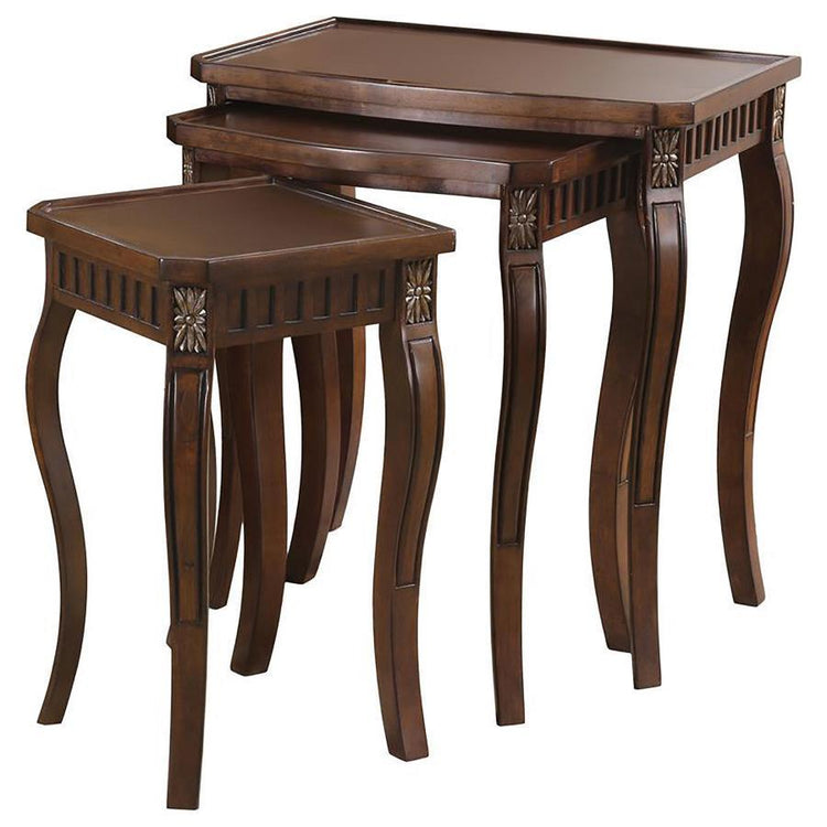 CoasterElevations - Daphne - 3 Piece Curved Leg Nesting Tables WArm - Brown - 5th Avenue Furniture