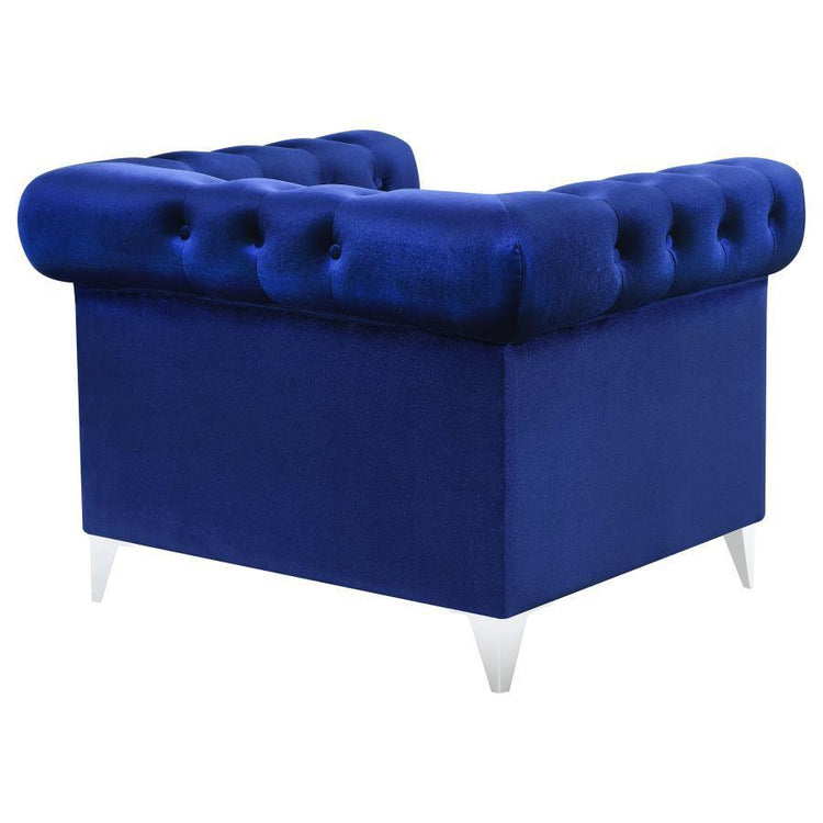 CoasterEssence - Bleker - Tufted Tuxedo Arm Chair - Blue - 5th Avenue Furniture