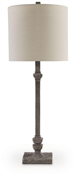 Signature Design by Ashley® - Oralieville - Distressed Gray - Poly Accent Lamp - 5th Avenue Furniture