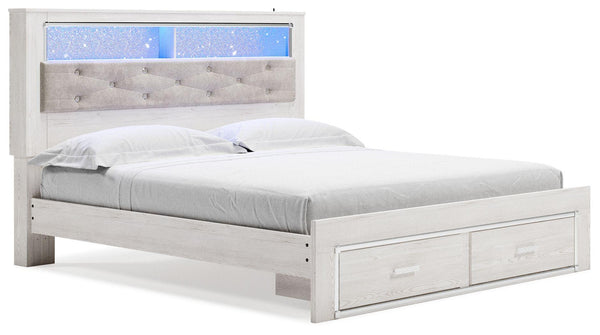 Signature Design by Ashley® - Altyra - White - King Upholstered Bookcase Bed With Storage - 5th Avenue Furniture