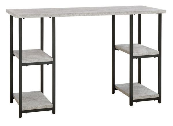 Signature Design by Ashley® - Lazabon - Gray / Black - Home Office Desk - Double-Shelf Pedestal - 5th Avenue Furniture