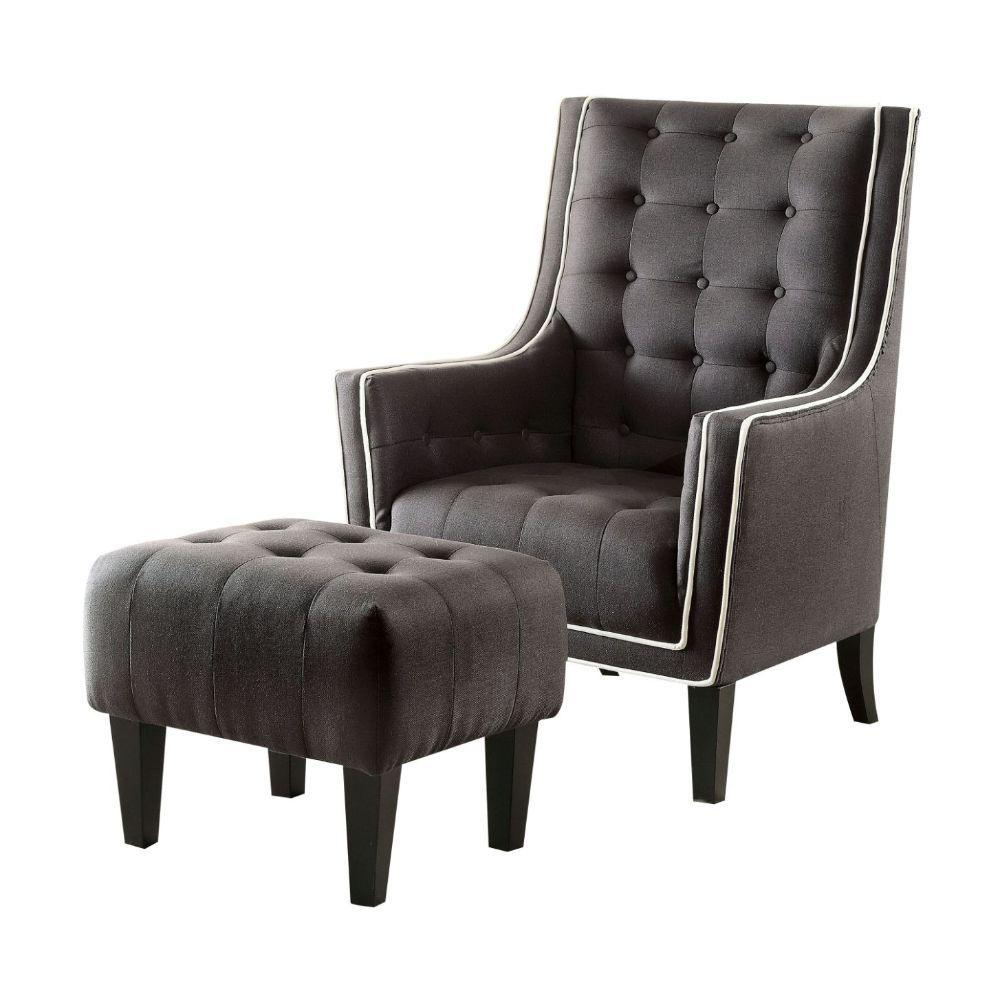 ACME - Ophelia - Accent Chair - Black Linen - 5th Avenue Furniture