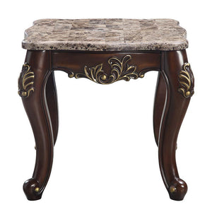 ACME - Ragnar - End Table - Marble Top & Cherry Finish - 5th Avenue Furniture