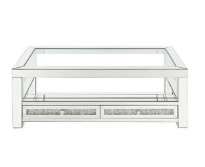 ACME - Noralie - Coffee Table With 2 Drawers - Mirrored & Faux Diamonds - 18" - 5th Avenue Furniture
