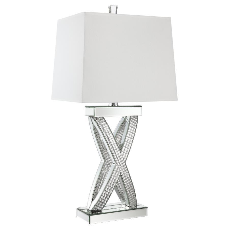 CoasterElevations - Dominick - Table Lamp With Rectange Shade - White And Mirror - 5th Avenue Furniture