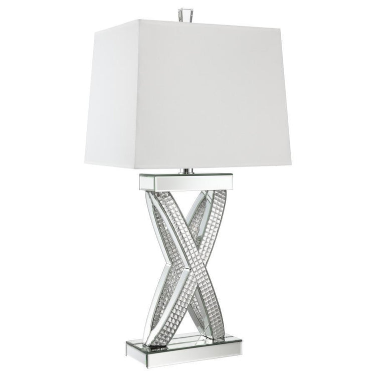 CoasterElevations - Dominick - Table Lamp With Rectange Shade - White And Mirror - 5th Avenue Furniture