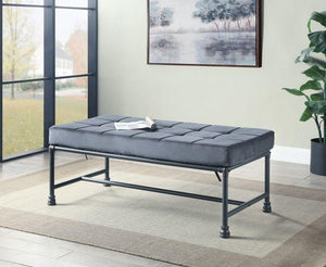 ACME - Brantley - Bench - Gray Velvet & Sandy Gray Finish - 5th Avenue Furniture