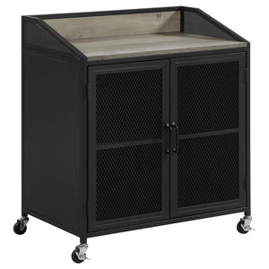 CoasterEveryday - Arlette - Wine Cabinet With Wire Mesh Doors - Gray Wash And Sandy Black - 5th Avenue Furniture