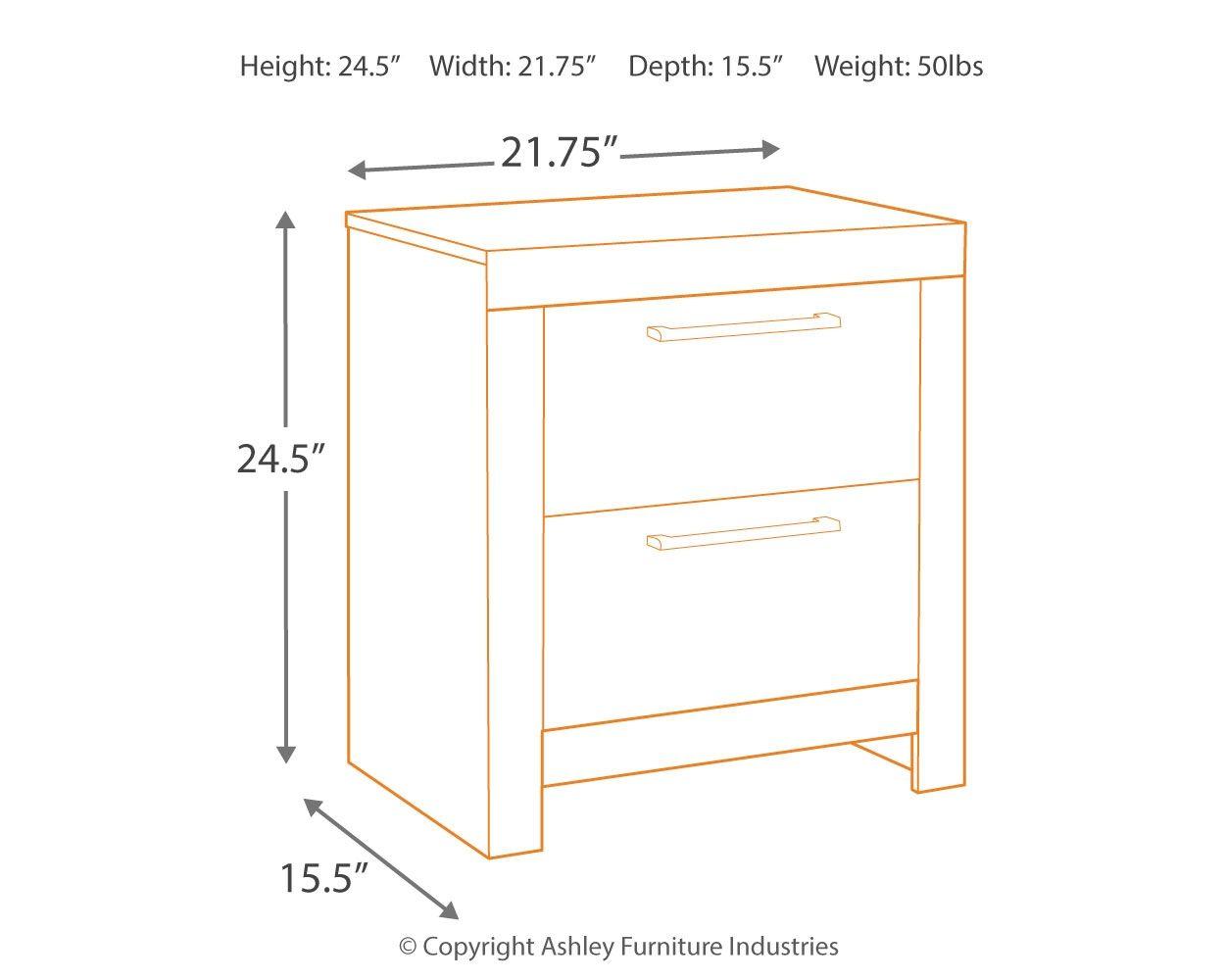 Ashley Furniture - Derekson - Multi Gray - Two Drawer Night Stand - 5th Avenue Furniture