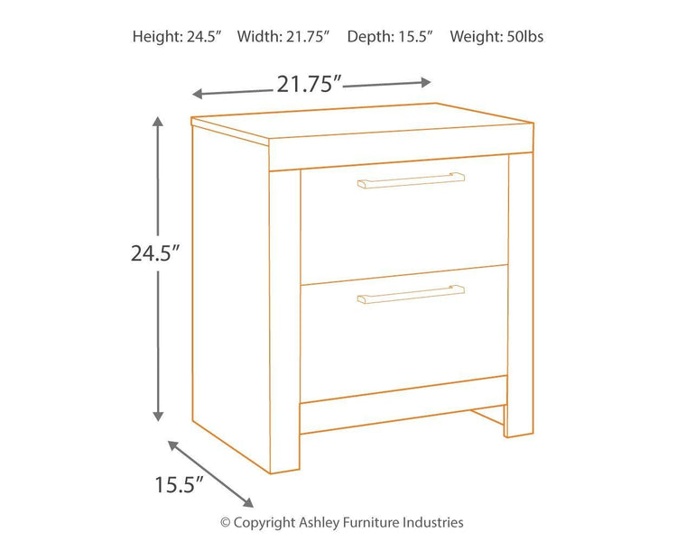 Ashley Furniture - Derekson - Multi Gray - Two Drawer Night Stand - 5th Avenue Furniture